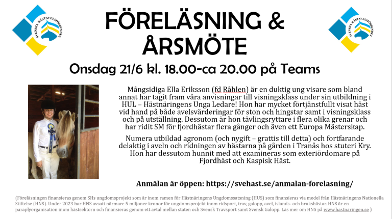 Föreläsning och årsmöte Ungdomsrådet