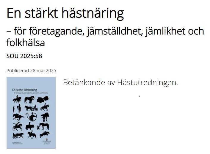 Hästutredningen SOU 2025:58
